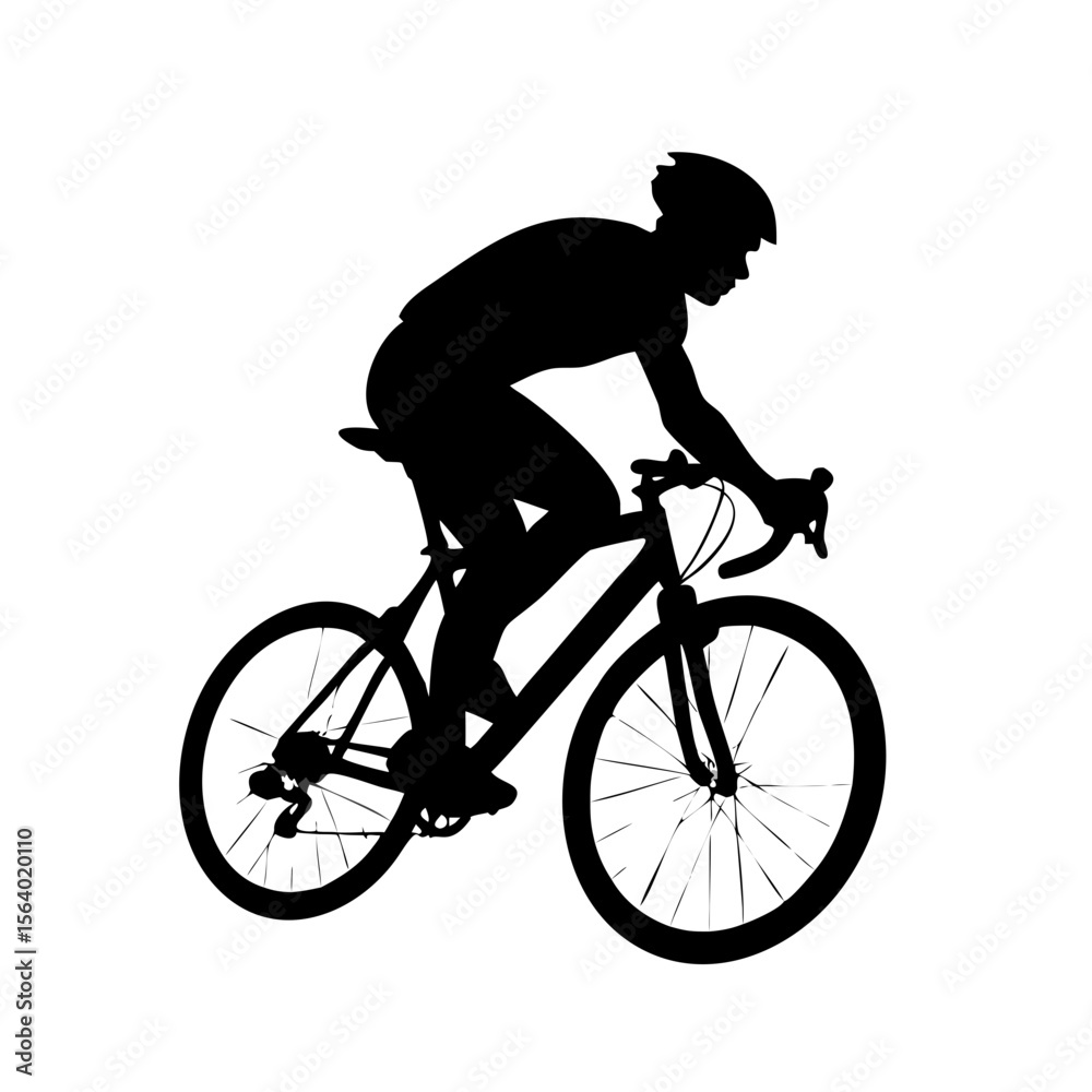 Obraz premium Silhouette of cyclist riding bike vector image for cycling and sports design use