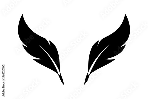 Download feather quill vector illustration of two black feathers clip art image