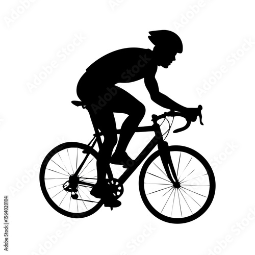 Silhouette of cyclist riding bicycle for fitness and outdoor sport activity design