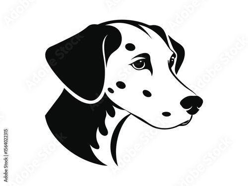 Dalmatian dog silhouette vector illustration, pet clipart, black and white animal shape