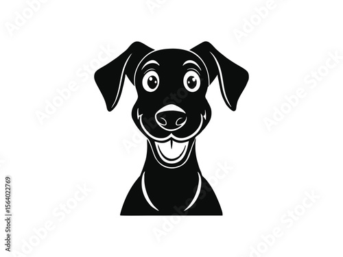 Vizsla dog silhouette vector illustration, pet clipart, black and white animal shape