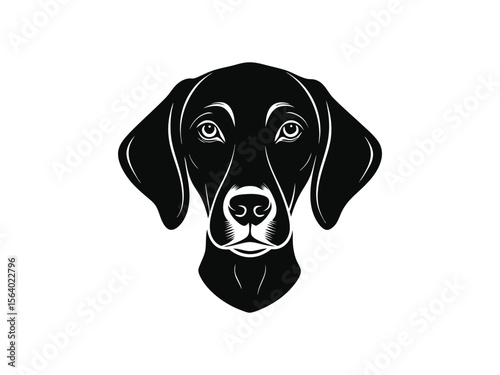 Vizsla dog silhouette vector illustration, pet clipart, black and white animal shape