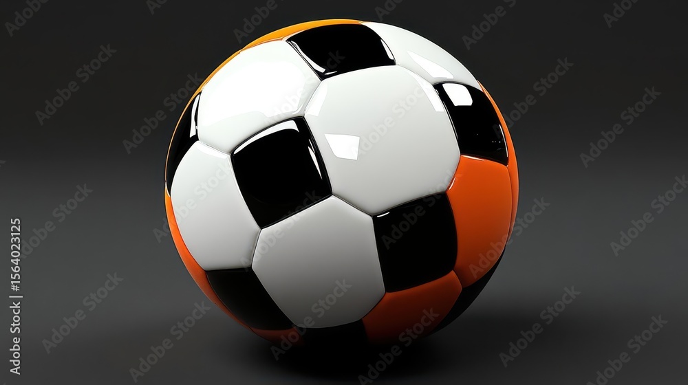 Naklejka premium Orange, Black, White Soccer Ball