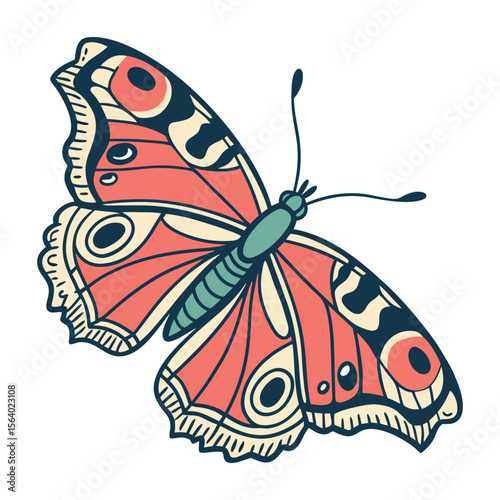 Colorful Butterfly with Eye-Spot Wings