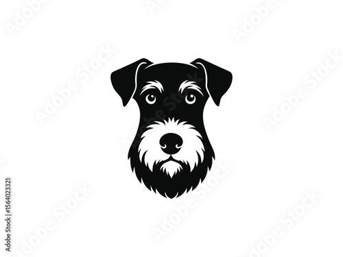Airedale Terrier dog silhouette vector illustration, pet clipart, black and white animal shape