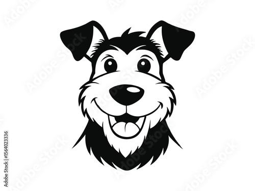 Airedale Terrier dog silhouette vector illustration, pet clipart, black and white animal shape