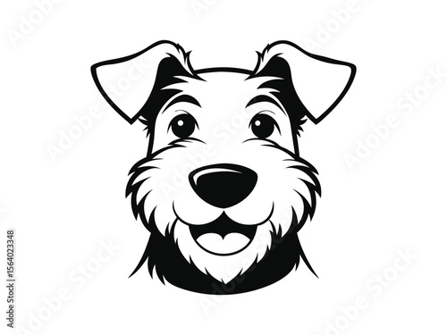 Airedale Terrier dog silhouette vector illustration, pet clipart, black and white animal shape