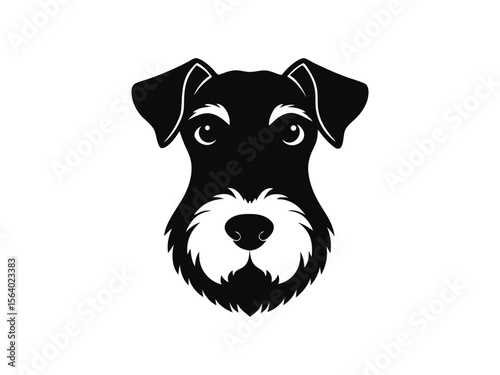 Airedale Terrier dog silhouette vector illustration, pet clipart, black and white animal shape