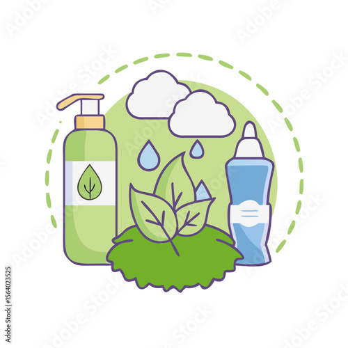 Eco-friendly cleaning products illustration, vector design, sustainable home care concept
