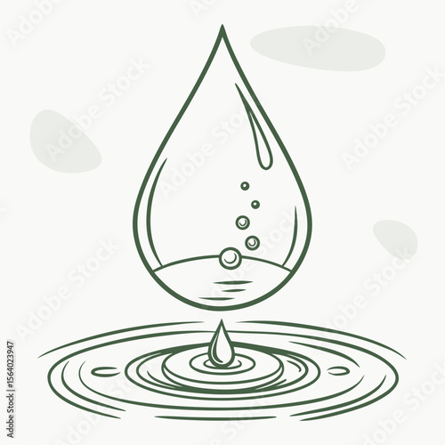 Water drop and ripple illustration, vector design, hydration concept, eco-friendly visual