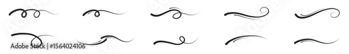 Hand drawn collection of curly swings, swashes, punches. Rotating calligraphy. Icon quote. Highlight text elements. vector illustration