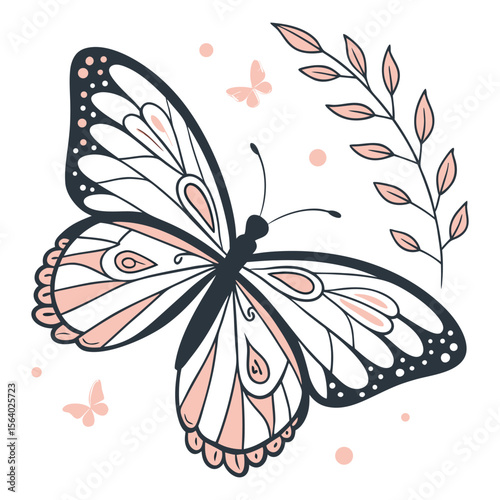 Butterfly and Daisy Illustration