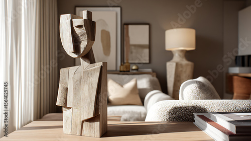 interior luxury apartment comfortable suite lounge with a statue