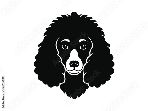 Standard Poodle dog silhouette vector illustration, pet clipart, black and white animal shape