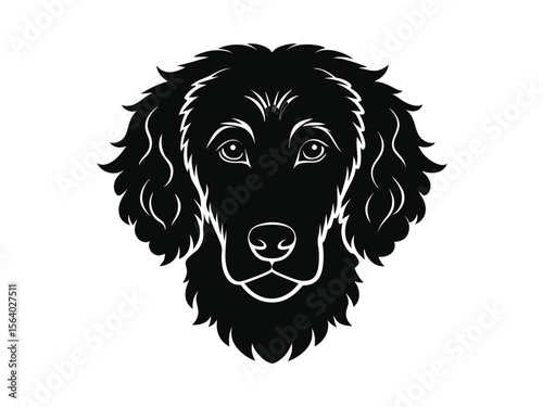 Curly-Coated Retriever dog silhouette vector illustration, pet clipart, black and white animal shape