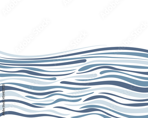 Boho blue waves landscape background