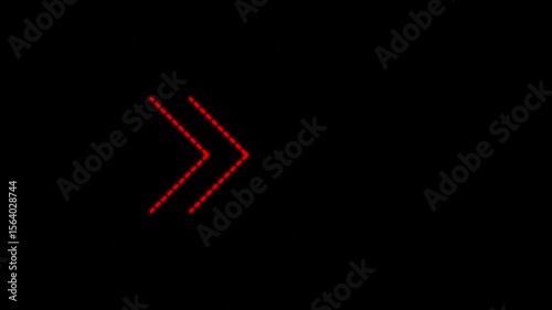 Neon line right arrow animation on black background.