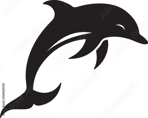 Leaping black dolphin silhouette marine