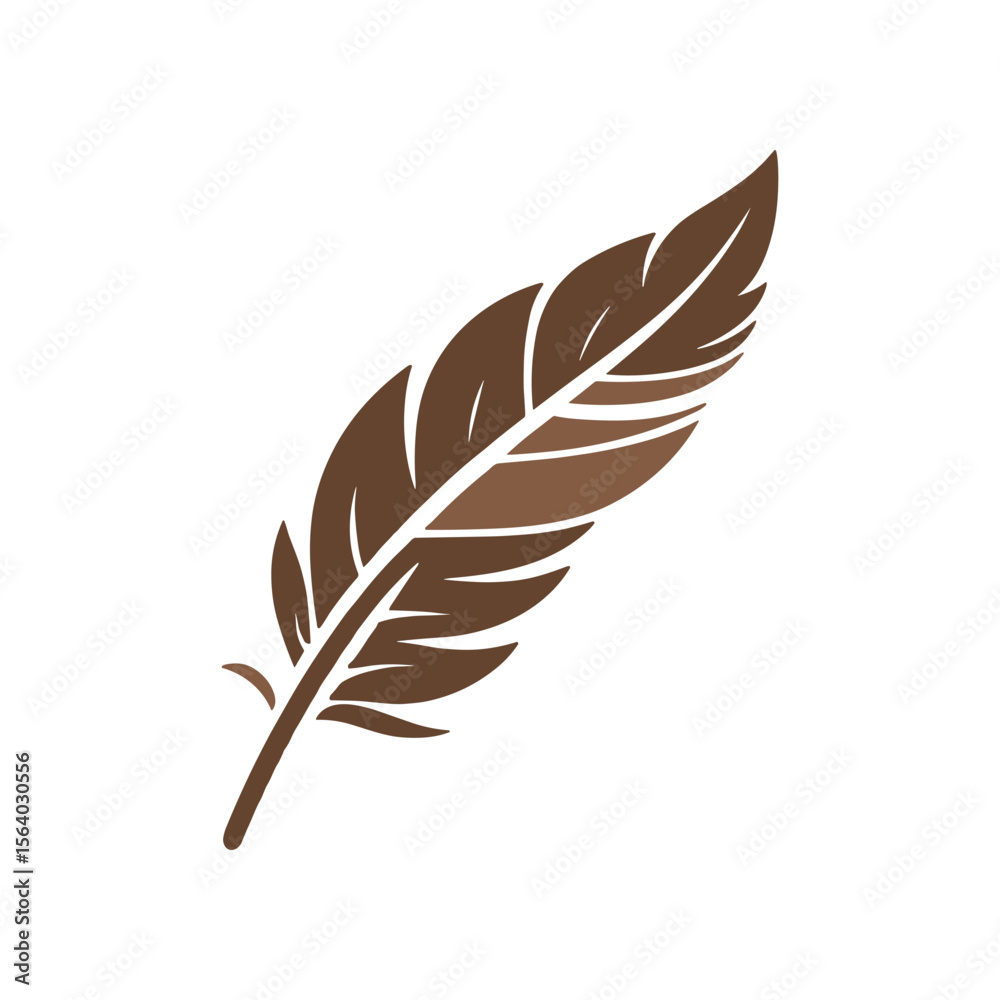 Fototapeta premium A detailed illustration of a brown feather, symbolizing nature and creativity, with a clean background