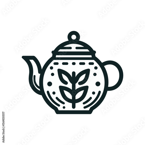 Elegant teapot design featuring a leaf motif, set against a minimalist background for tea enthusiasts