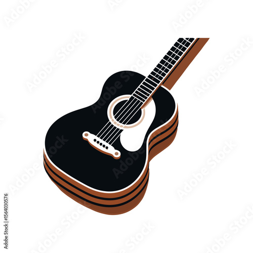 A close-up of an acoustic guitar showcasing its polished body and intricate design, with a neutral background