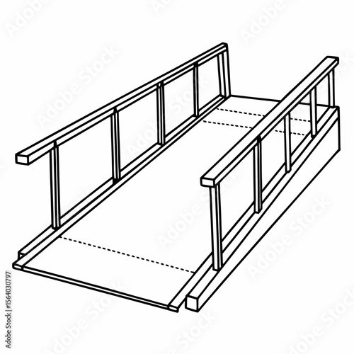 Simple wooden bridge access ramp design, for construction plans