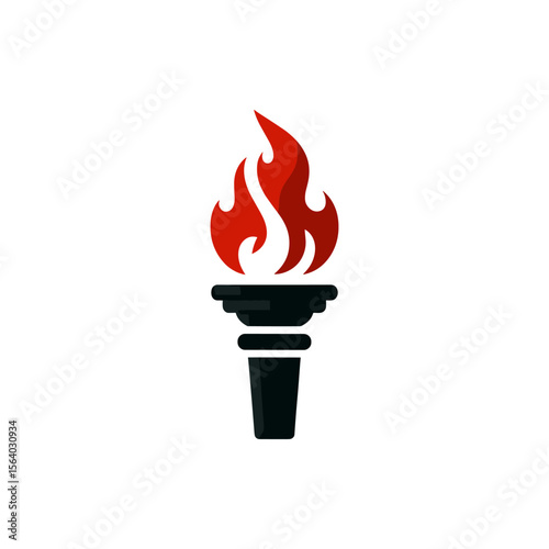 A stylized torch with flames, symbolizing inspiration and enlightenment, on a plain background