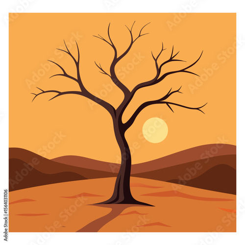 Vector illustration of a leafless tree