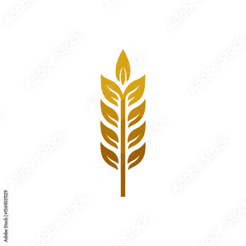 Elegant golden wheat stalk with a flame at the top, symbolizing growth and vitality