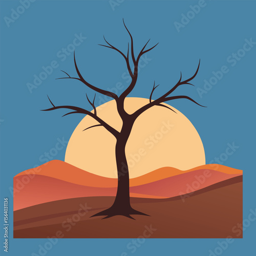 Vector illustration of a leafless tree