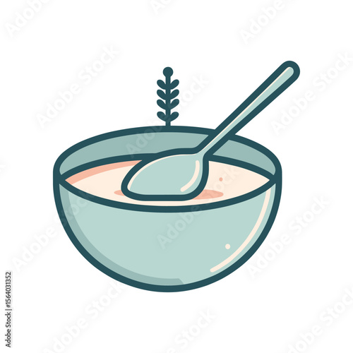 A serene bowl of soup with a spoon, set against a minimalistic background, evoking warmth