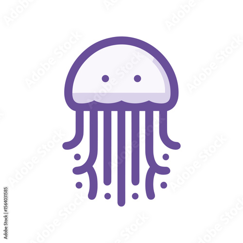A whimsical purple jellyfish gracefully floating in a serene underwater scene