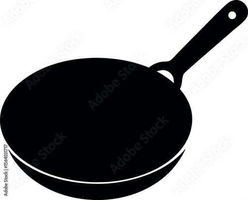 Frying pan silhouette icon on white background	
