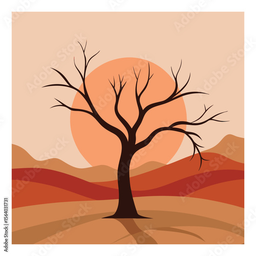 Vector illustration of a leafless tree