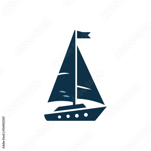 Elegant sailboat navigating calm waters under a clear blue sky, surrounded by serene scenery