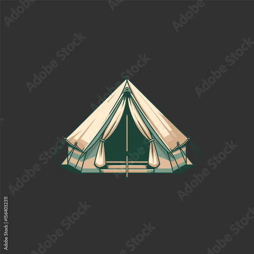 A cozy camping tent set against a dark background, inviting outdoor adventures and relaxation