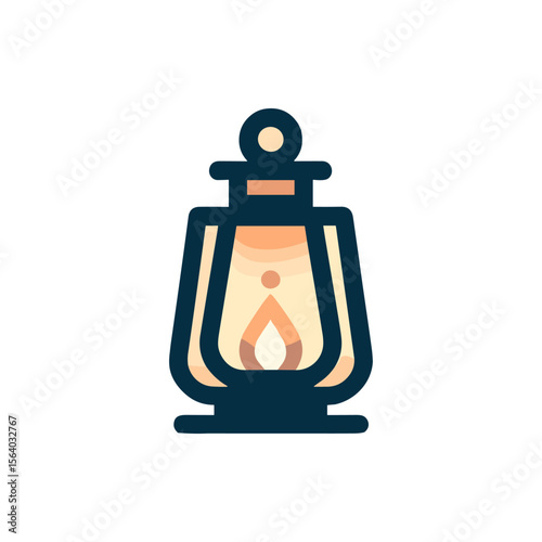 Vintage oil lantern glowing softly in a cozy interior setting with warm ambiance
