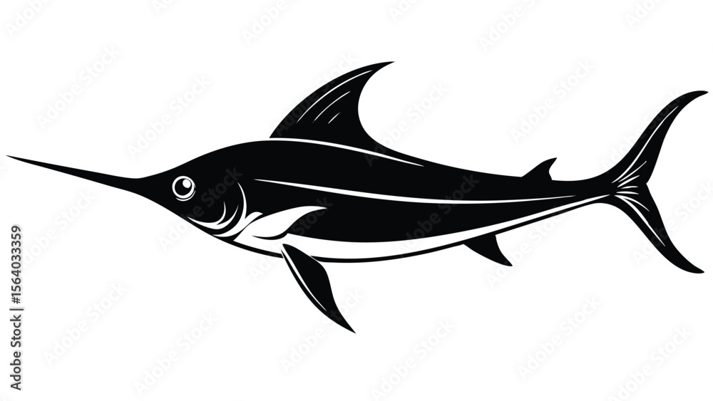 Fototapeta premium Majestic Swordfish A Monochrome Illustration