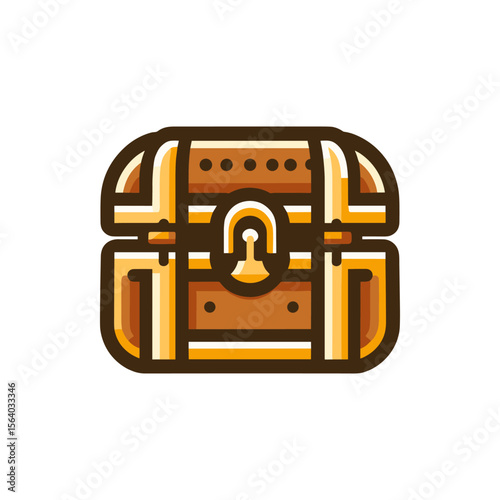 Colorful treasure chest icon with a golden lock, symbolizing adventure and discovery