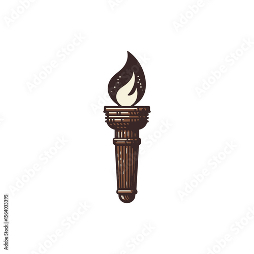 Vintage torch illustration with a flame, symbolizing enlightenment and guidance