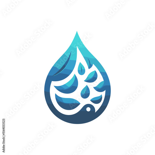 A stylized water droplet design featuring layered blue tones, ideal for eco-themed projects