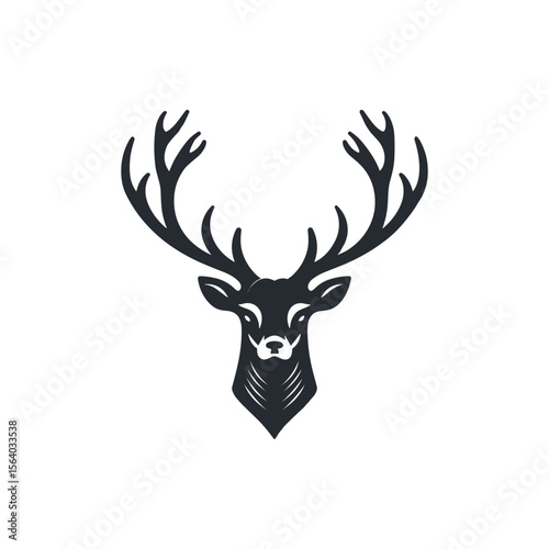Stylized illustration of a deer head with prominent antlers, suitable for wildlife-themed designs