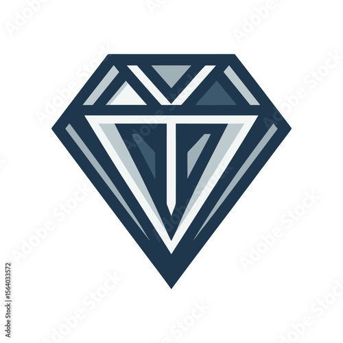 Modern geometric diamond design with sharp lines and contrasting colors, ideal for branding
