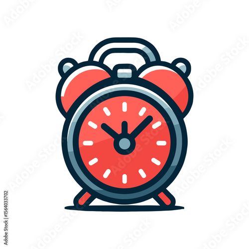 A vibrant red alarm clock indicating the time, set against a simple white background, symbolizing punctuality
