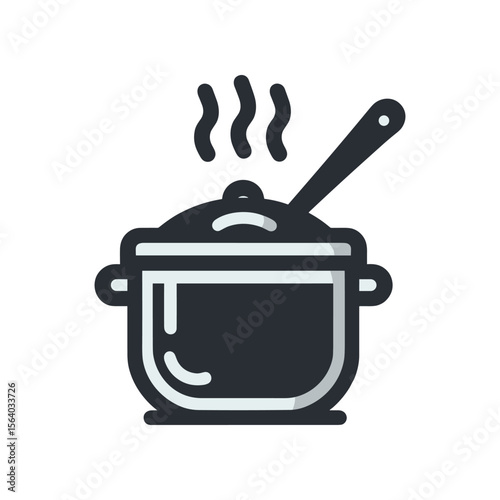 A steaming pot on a stove, showcasing a cooking scene with aromatic food preparation