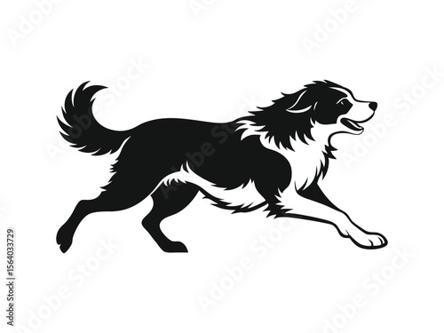 Great Pyrenees dog silhouette vector illustration, pet clipart, black and white animal shape