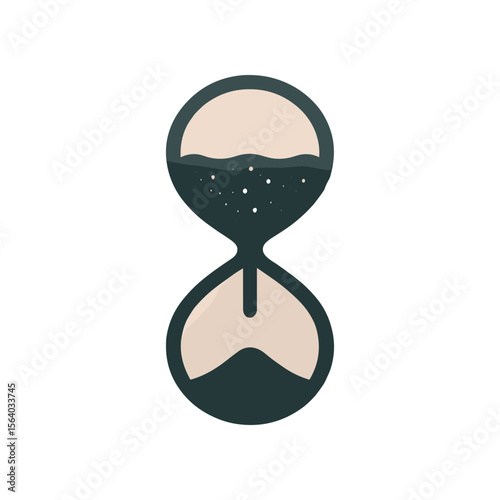 A minimalist hourglass design with sand flowing, symbolizing the passage of time and patience