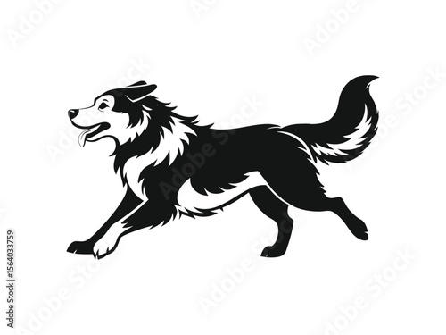 Great Pyrenees dog silhouette vector illustration, pet clipart, black and white animal shape