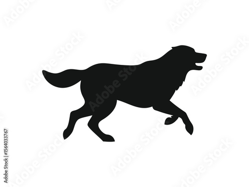 Great Pyrenees dog silhouette vector illustration, pet clipart, black and white animal shape