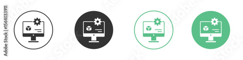 Virtual machine icon vector pictogram for ui ux interface elements